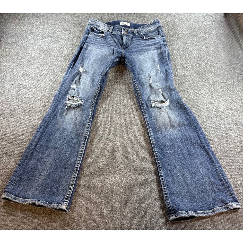 BKE Payton Mens Bootcut Jeans Mid Rise Distressed Blue Denim 32x31.5